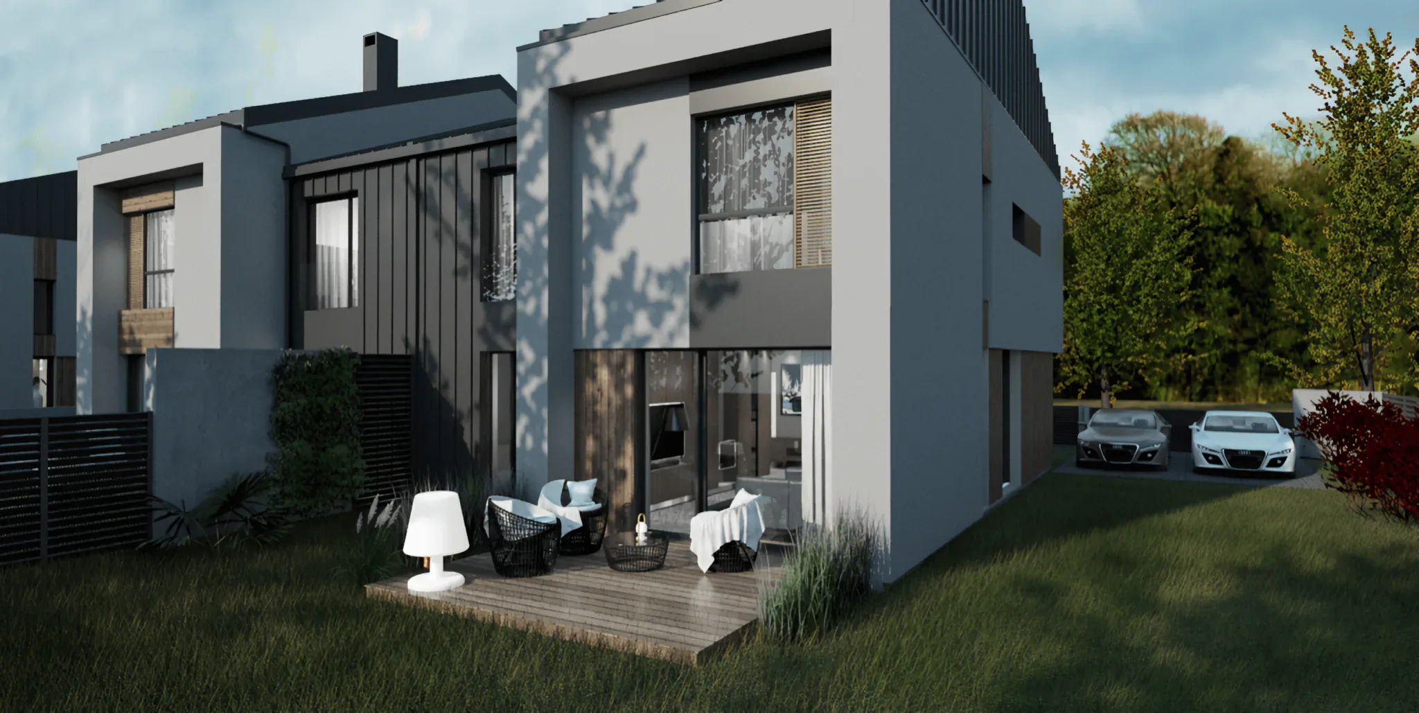Detal nowoczesnej architektury domów VPM Development